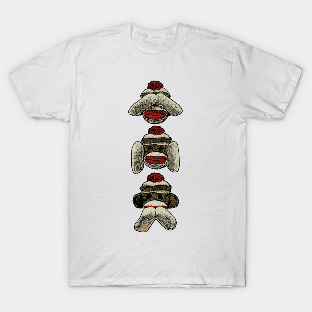 Three Wise Sock Monkeys T-Shirt-TOZ